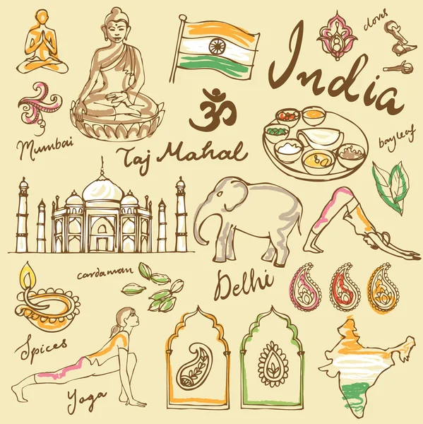 Iconos de la India ilustración — Archivo Imágenes Vectoriales