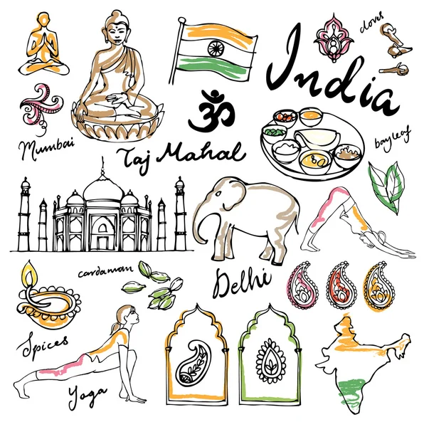 Indien icons illustration — Stockvektor