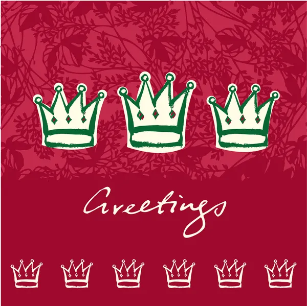 Christmas crowns greeting card — Stock Vector