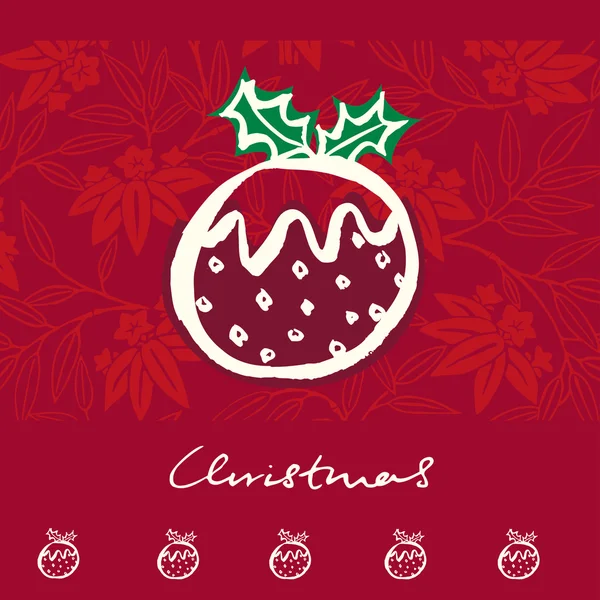 Christmas pudding greeting card — Stock Vector