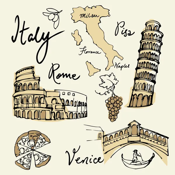 Italia iconos — Vector de stock