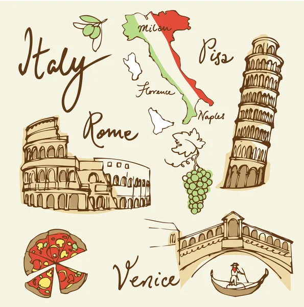 Italia iconos — Archivo Imágenes Vectoriales