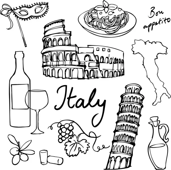 Itálie ikony — Stockový vektor