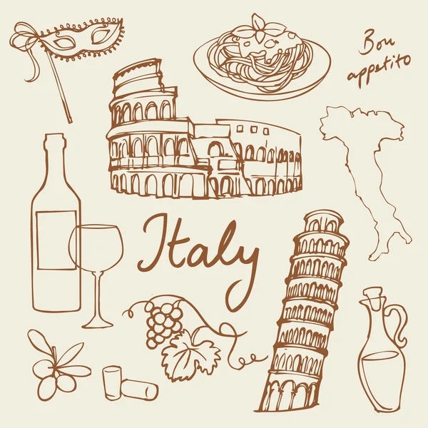 Italia iconos — Vector de stock