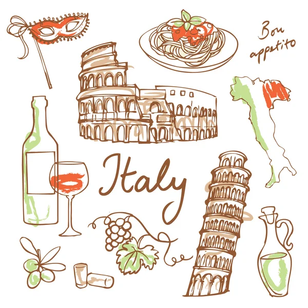 Italia iconos — Vector de stock