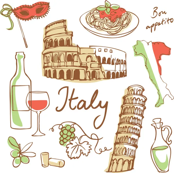 Italia iconos — Vector de stock