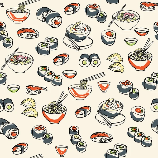 Japanese Sushi Pattern — Stock Vector