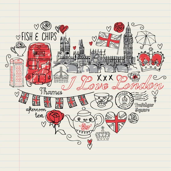 Me encanta Londres. — Vector de stock