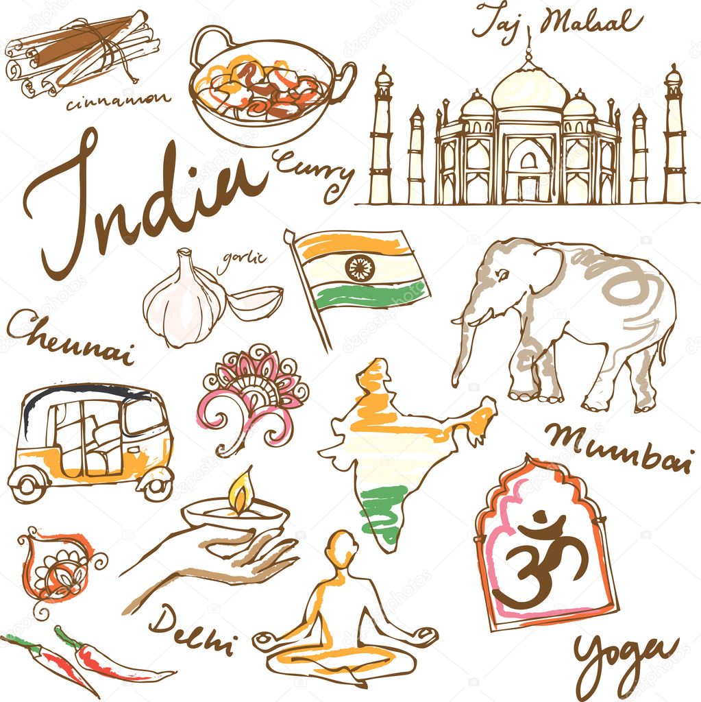 India icons illustration