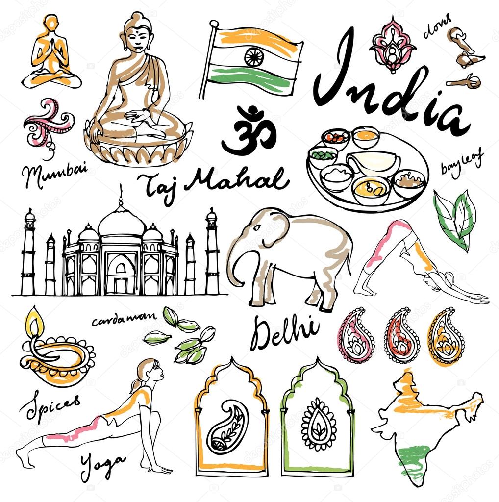 India icons illustration