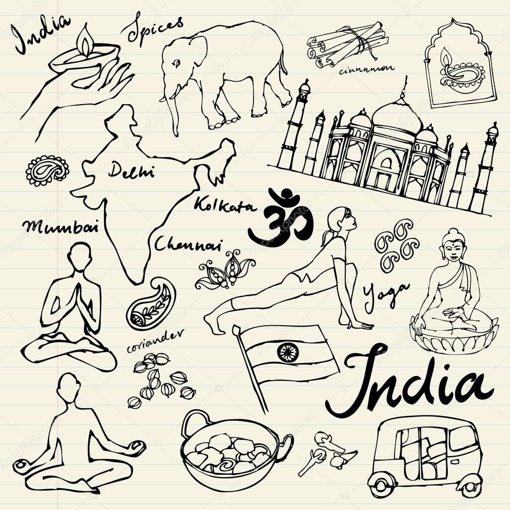 India icons doodle