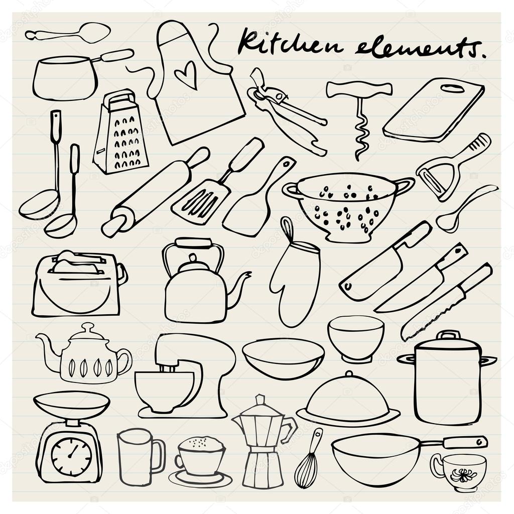 Kitchen elements doodle