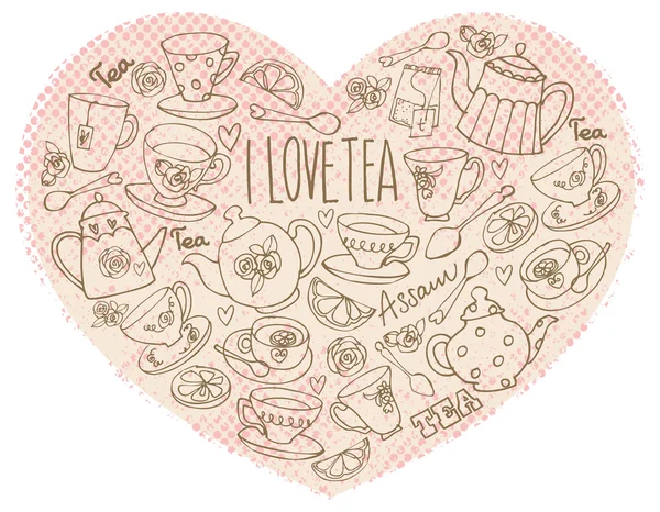 I Love Tea — Stock Vector