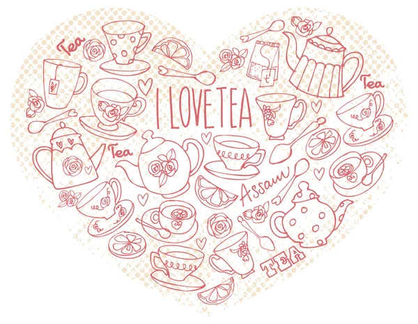 I Love Tea — Stock Vector