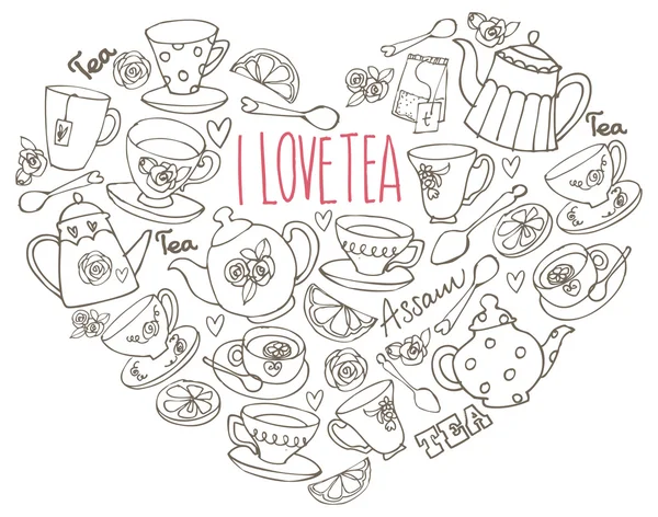 I Love Tea — Stock Vector