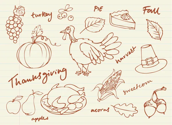 Thanksgiving pictogrammen — Stockvector