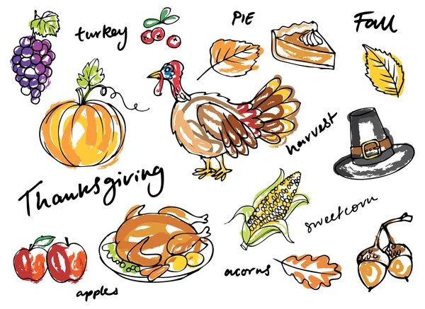 Thanksgiving pictogrammen — Stockvector