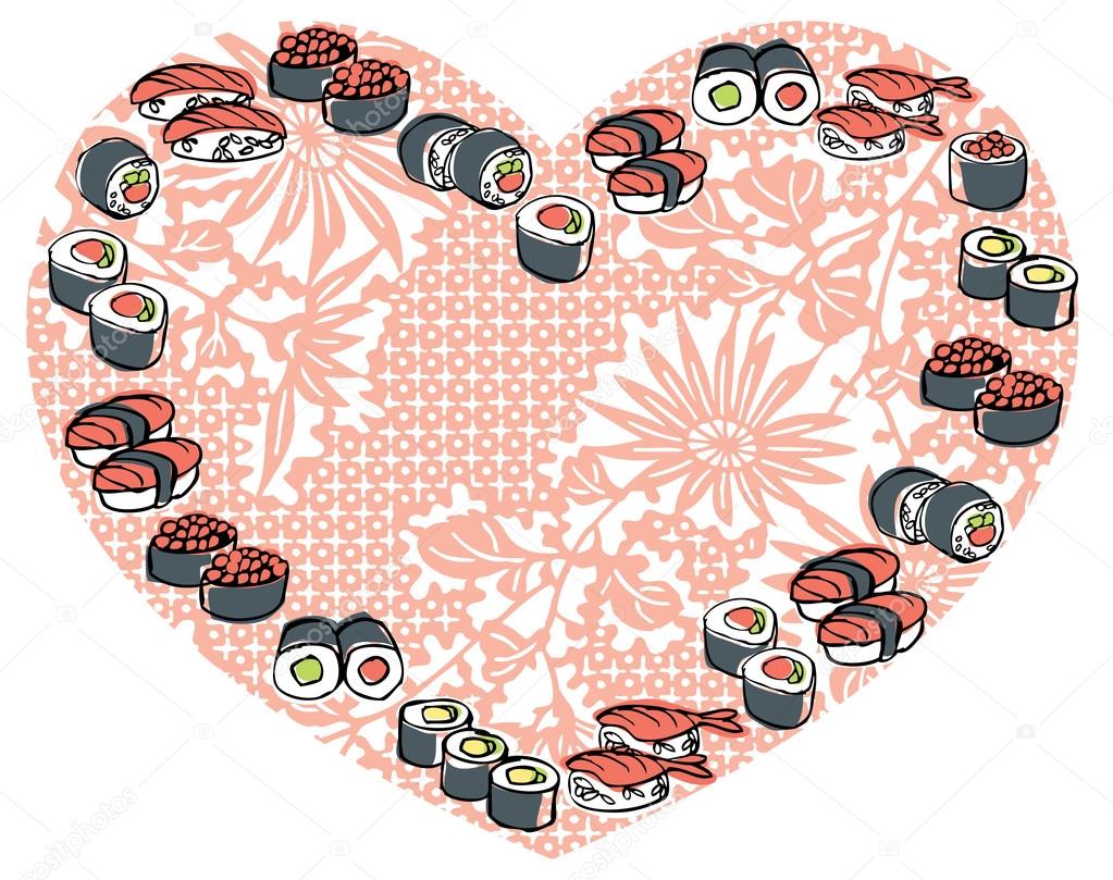 Sushi  in heart shape