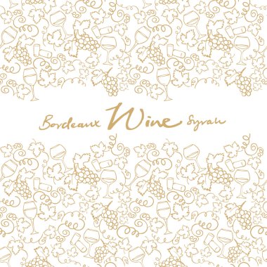 Vine & wine glasses pattern vector Vine & wine glasses pattern vector