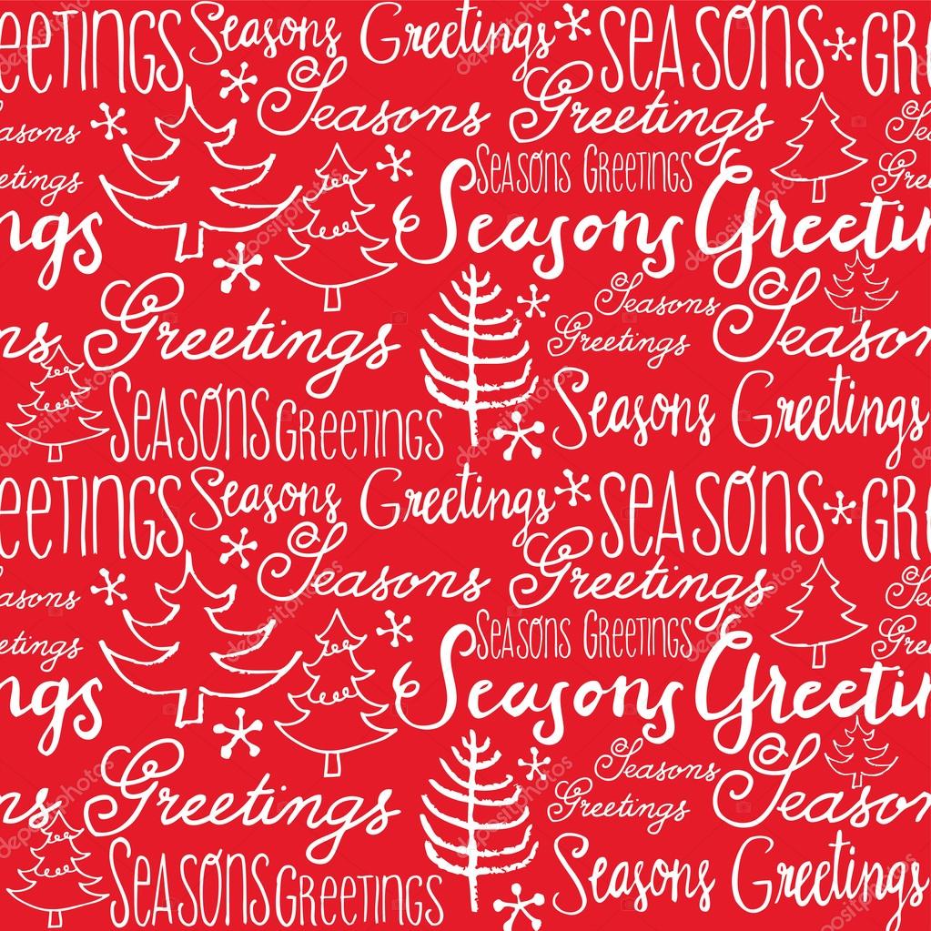 Christmas trees and words seamless vector red background — Vector by OMW