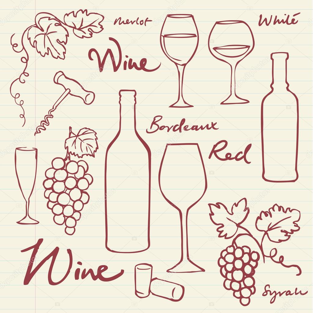 Wine & grapes icons