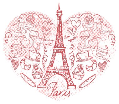 kalp şeklinde Paris simgeler