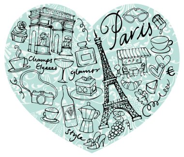 kalp şeklinde Paris simgeler