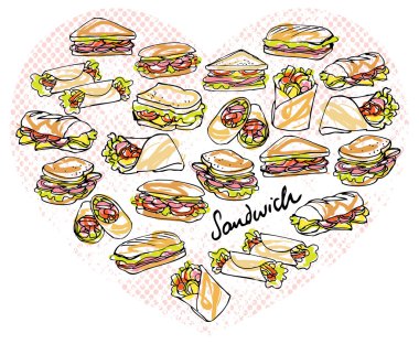 Sandwiches  in heart shape clipart