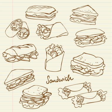 Sandwich doodle clipart