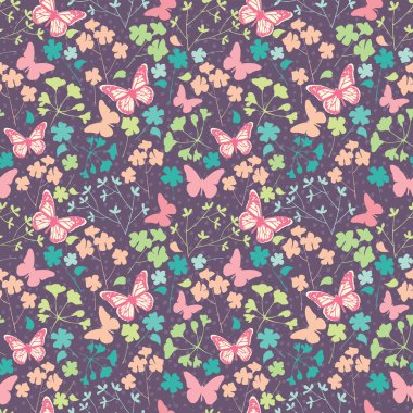 çiçekler ve kelebekler desen