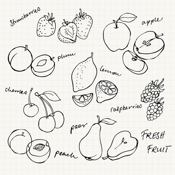 Ícones de frutas — Vetor de Stock