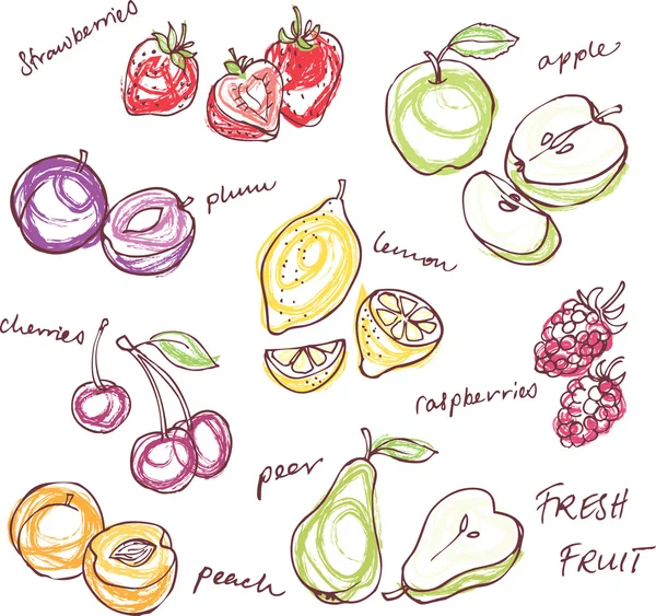 Iconos de frutas — Vector de stock