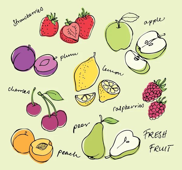 Iconos de frutas — Vector de stock