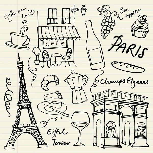 Париж пам'ятками піктограми — стоковий вектор