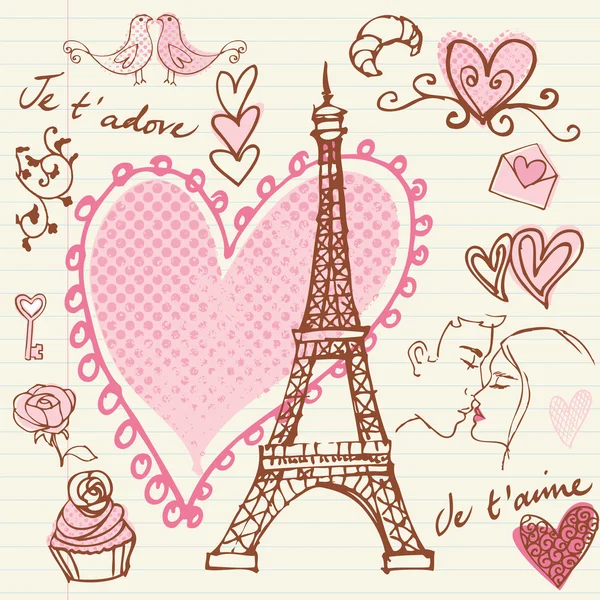 Amour et romance à Paris — Image vectorielle