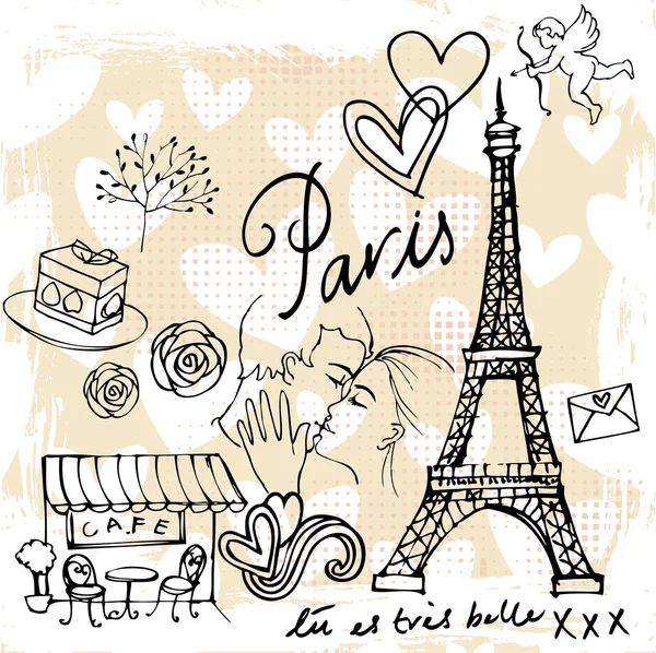 爱情和浪漫巴黎 — 图库矢量图片