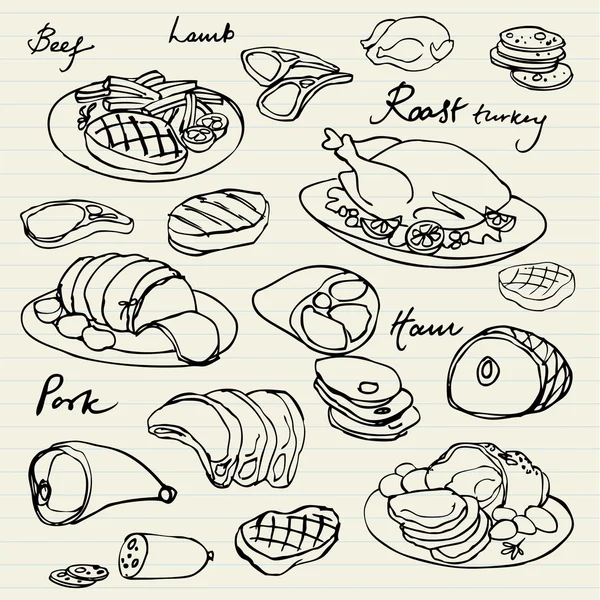 Ícones de carne —  Vetores de Stock