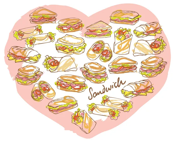 Сэндвичи в форме сердца — стоковый вектор
