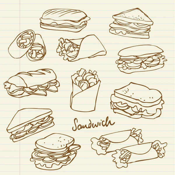 Gribouille sandwich — Image vectorielle