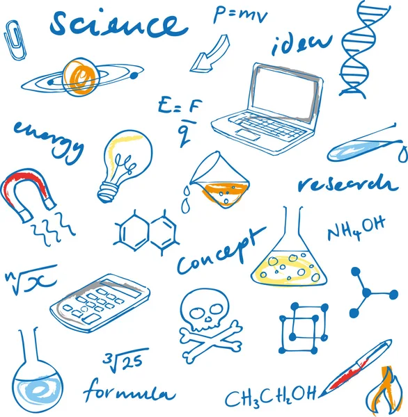 Wissenschaftskritzeleien eingestellt — Stockvektor