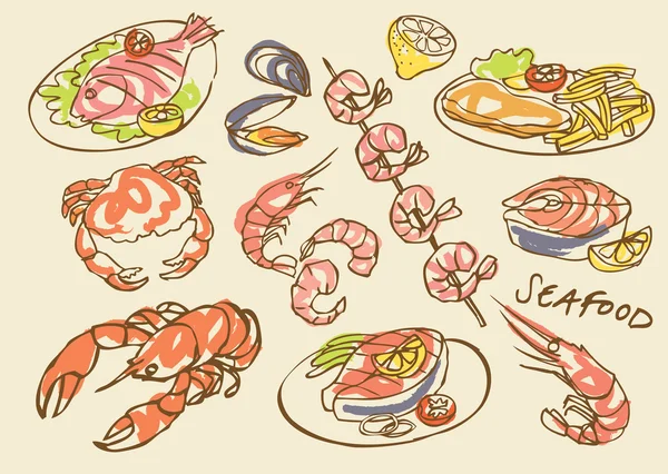 Набор морепродуктов — стоковый вектор