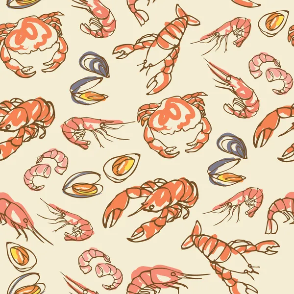 Seafood  pattern — Stock Vector