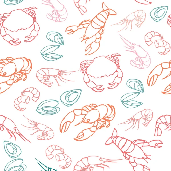 Seafood  pattern — Stock Vector