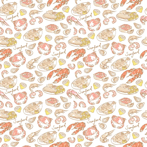 Seafood  pattern — Stock Vector