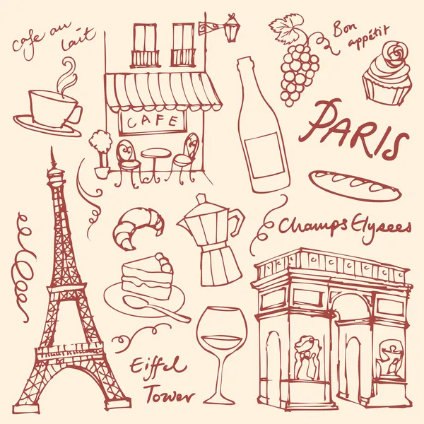 Paris landmarks icons — Stock Vector