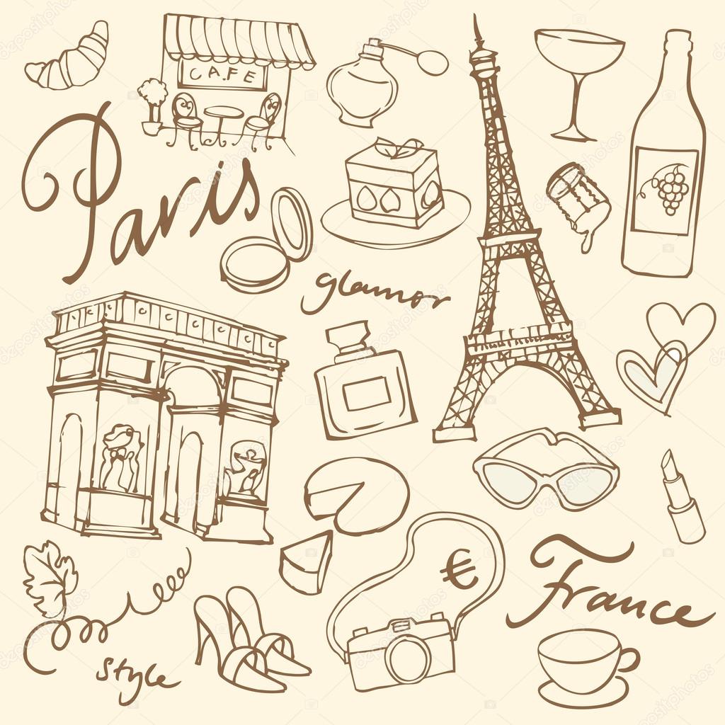 Set of Paris landmarks