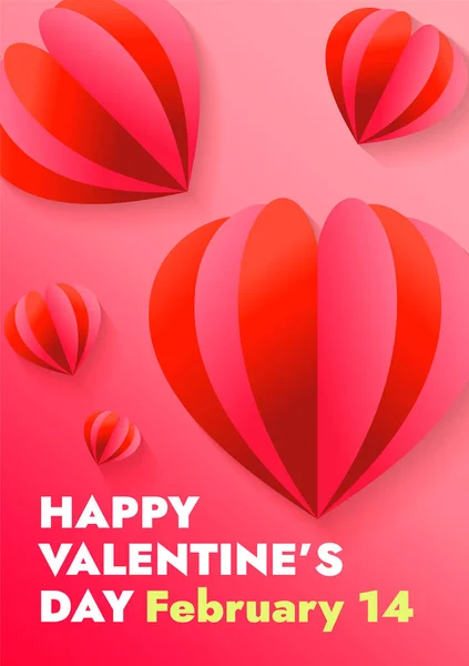 Gelukkige Valentijnsdag Februari Poster Indeling Ontwerp Sjabloon Folder Vector Harten — Stockvector