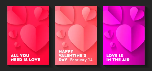 Set Posters Voor Valentijnsdag Februari Indeling Ontwerp Sjabloon Flyer Vector — Stockvector