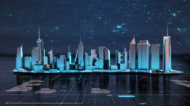Metaverse 'in panorama görüntüsü, gelecekçi şehir neon ışığı, enerji enerjisi ve ışık arka planı. Dijital teknoloji kavramsal arka plan. Şehir Manzarası Geleceğin 3B canlandırmasıName.