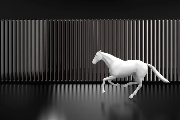 Cavalo Branco Correndo Frente Fundo Escuro Abstrato Cavalo Branco Correndo — Fotografia de Stock